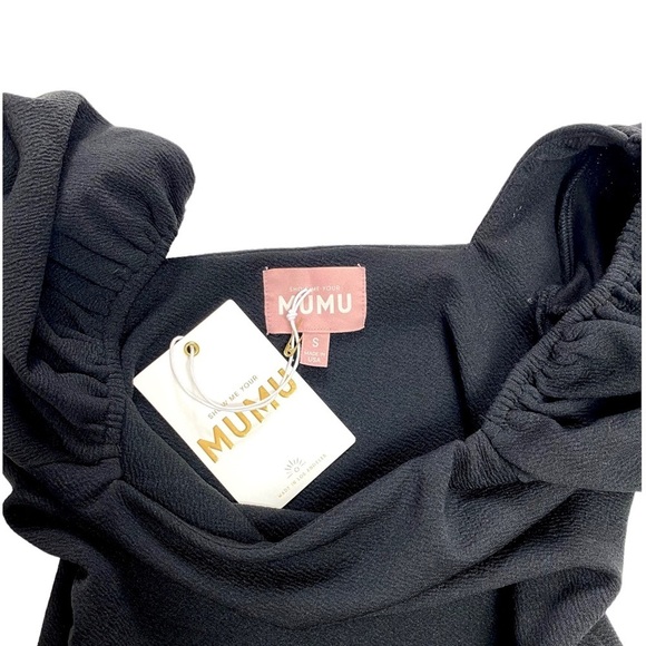 SHOW me your Mumu Baker Puff Sleeve Bodysuits In Black New with Tag - Picture 7 of 8